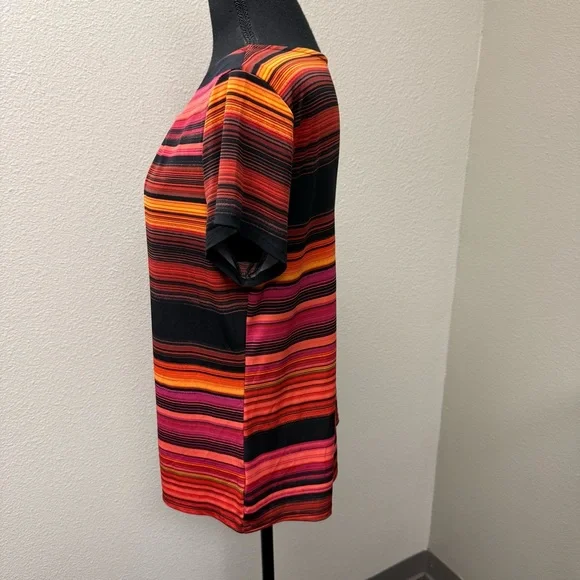 Worthington Petite PXL Orange Black Striped Career Blouse Stretch Top - Picture 4 of 9